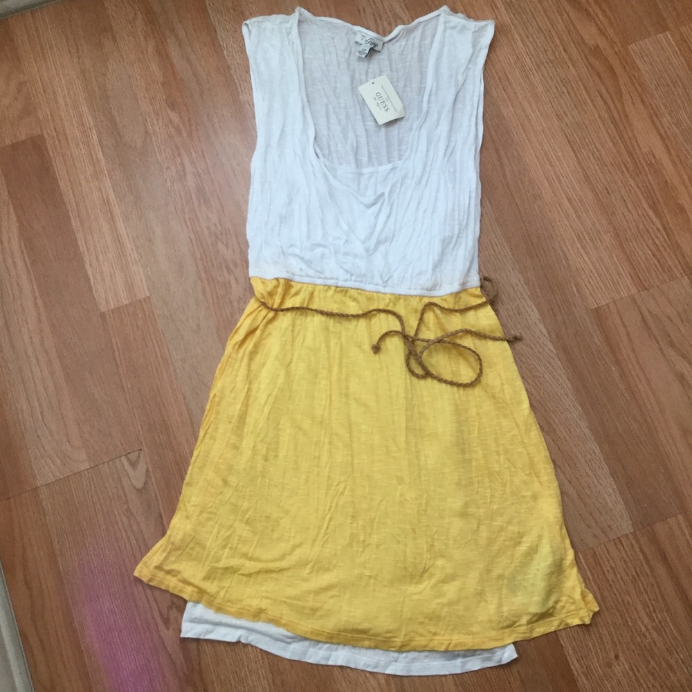 Guess Yellow & White Color Block Casual Dress💛🏖